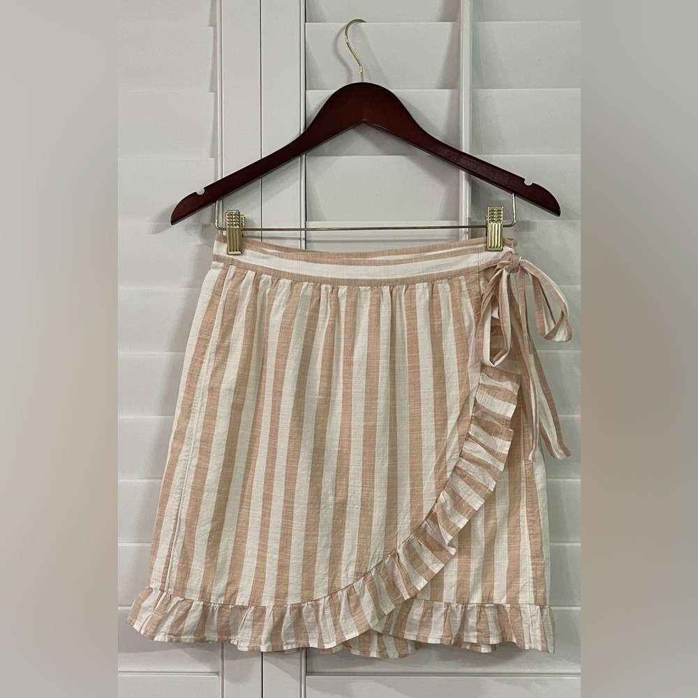 J. Crew Striped Ruffle Mini Skirt - Picture 2 of 9